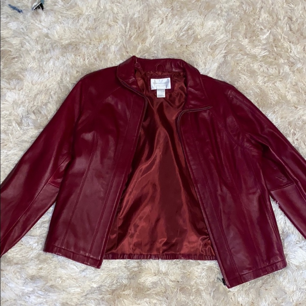 Deep red leather jacket